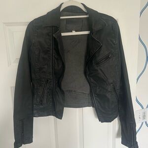 AG Adriano Goldschmied black coated moto jacket